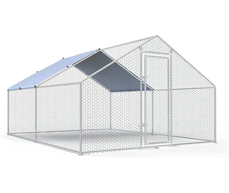 Deashley 128.38 Large Metal Chicken Coop Walk in Poultry Cage Chicken Run Pen Dog Kennel Duck House